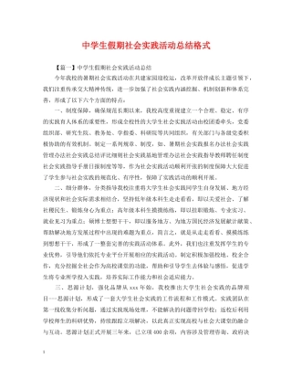 生假期社会实践活动总结格式 
