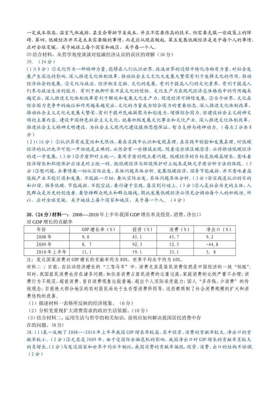 全国各地思想政治高考模拟冲刺卷主观题汇编1_第2页
