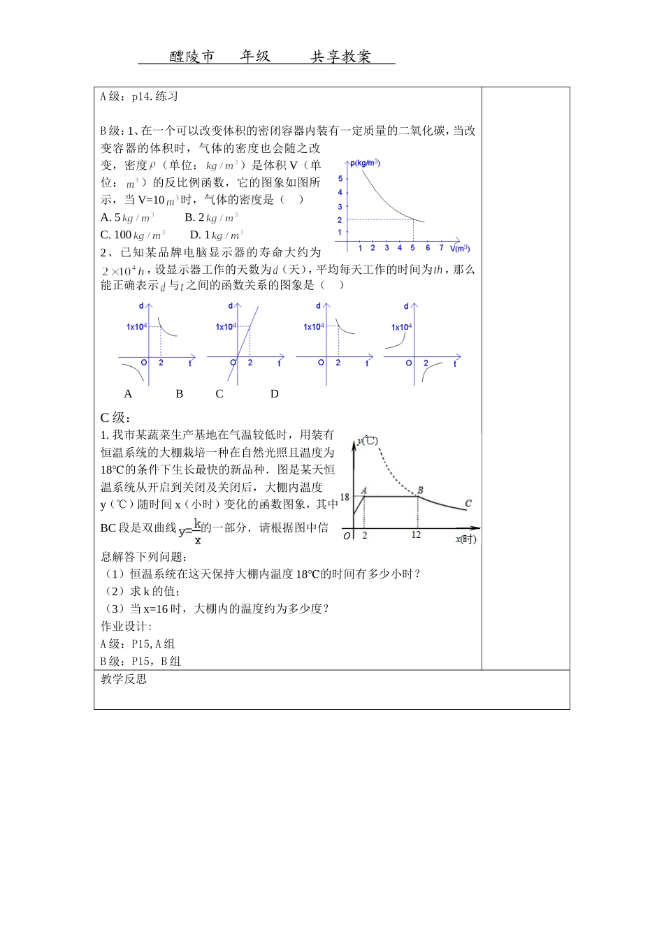 实际生活中的反比例函数_第2页