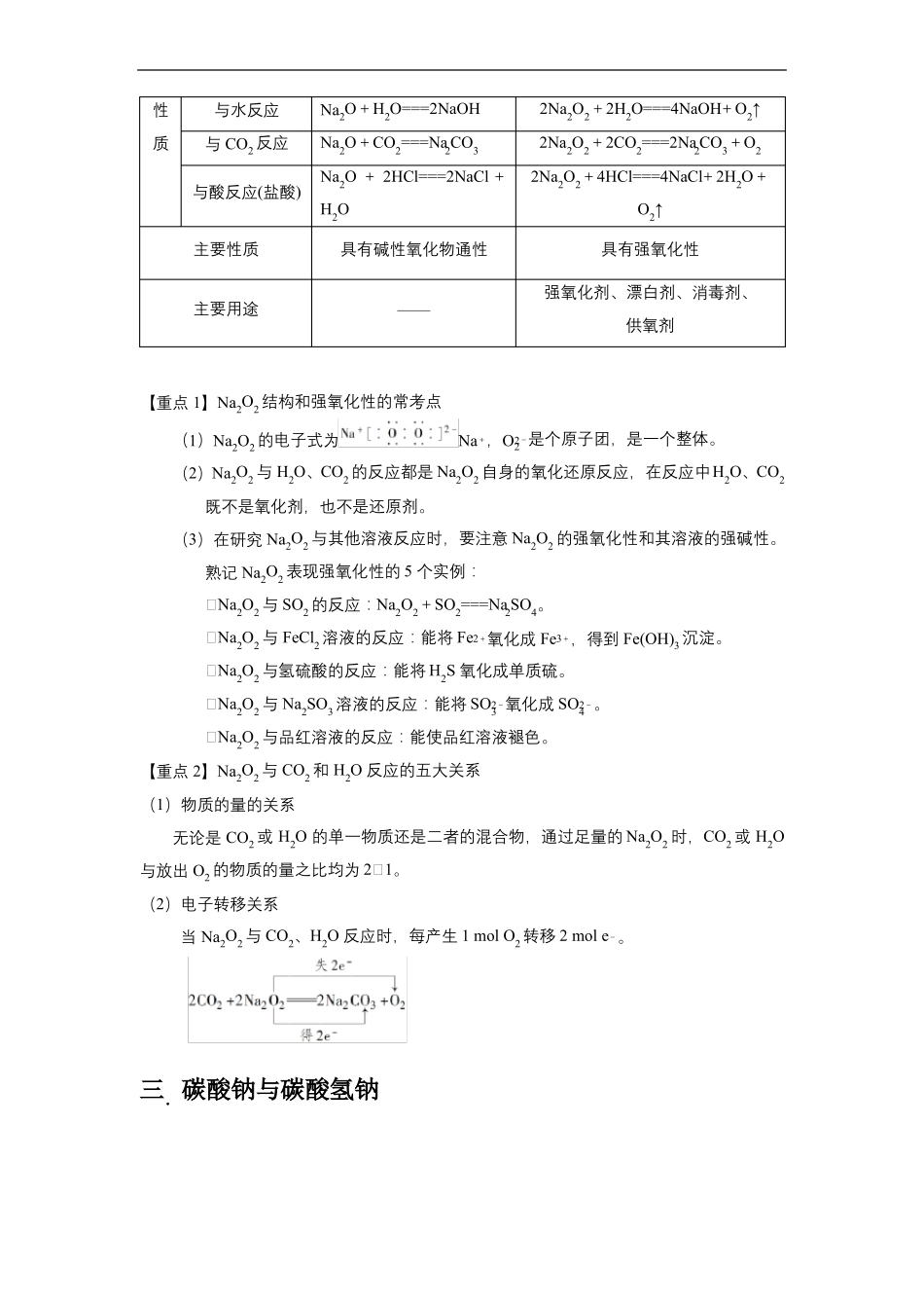 高中化学一轮复习金属元素钠、铁知识点总结_第3页