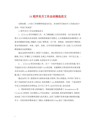 it程序员月工作总结精选范文
