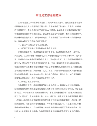 审计局工作总结范本
