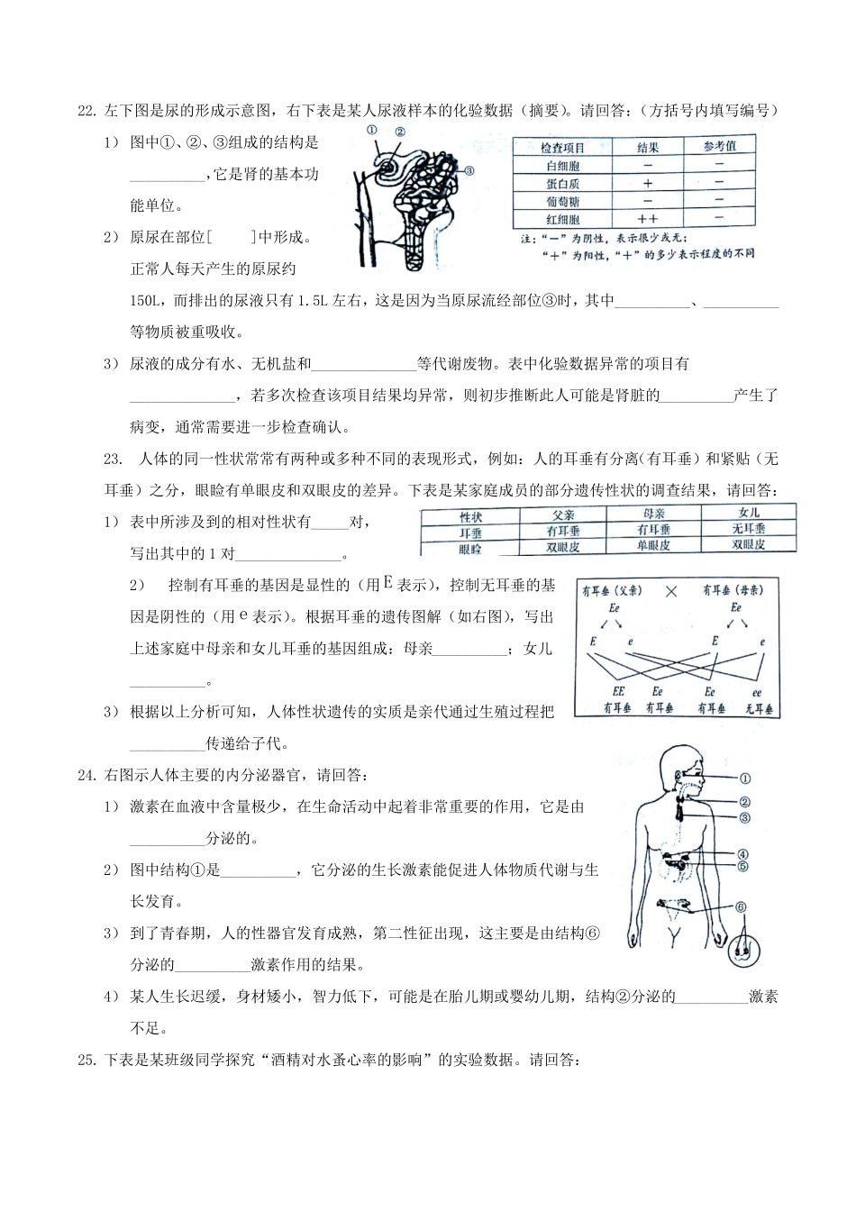 2015年上海初中学生学业考试生命科学试卷_第3页