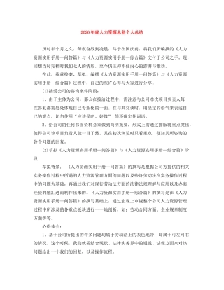 2020年底人力资源总监个人总结