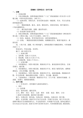 面瘫病面神经炎中医诊疗方案