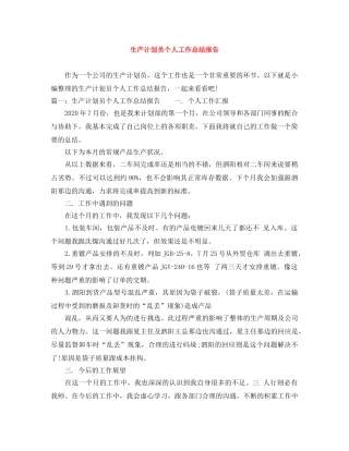 生产计划员个人工作总结报告 