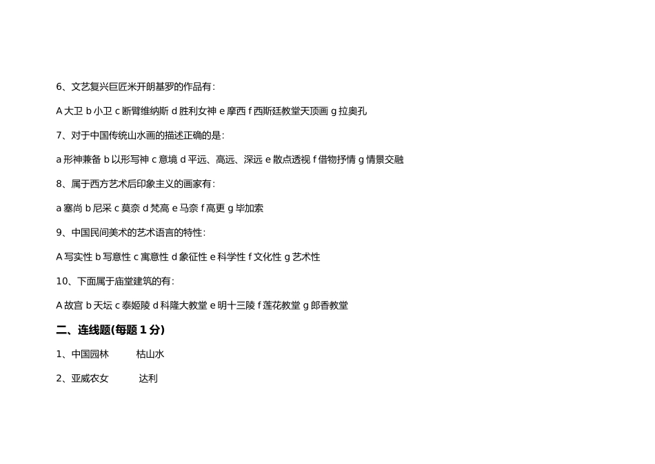 高中美术鉴赏测试题_第2页