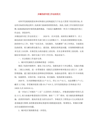 乡镇民政年度工作总结范文