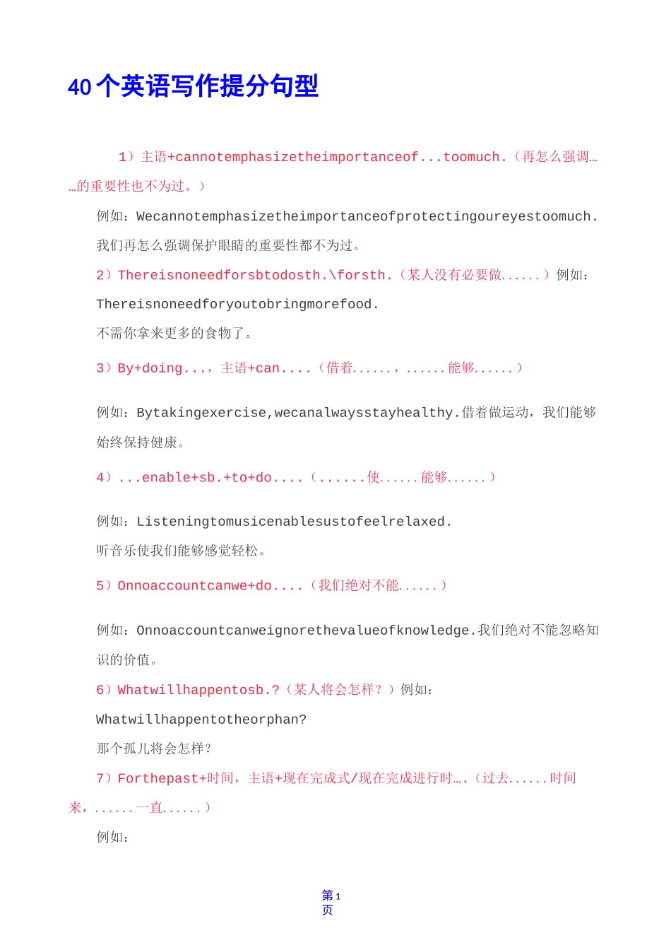 40个英语写作提分句型_第1页