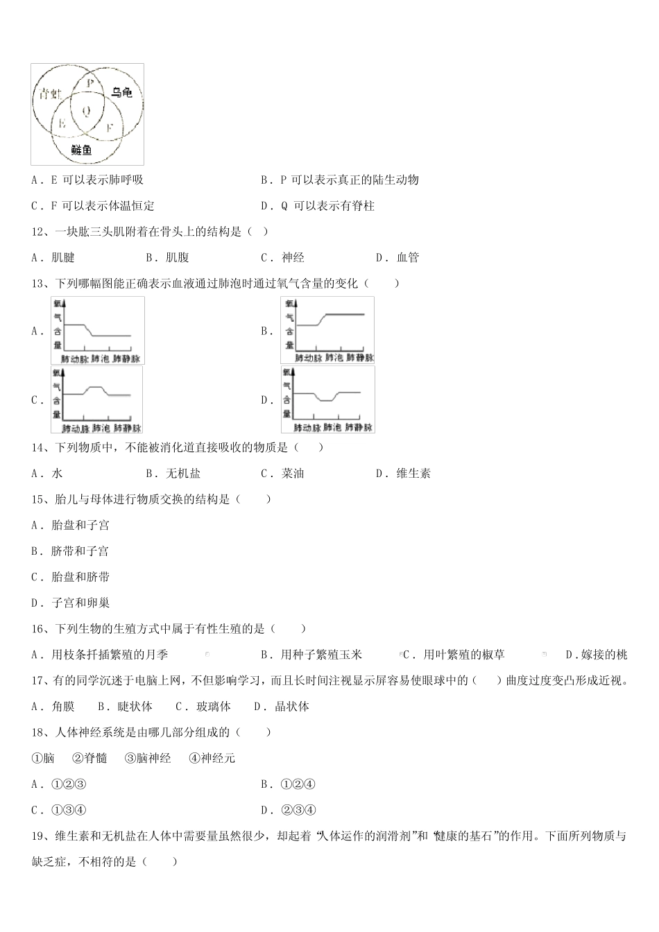 吉林省柳河县2023届中考四模生物试题含解析 _第3页