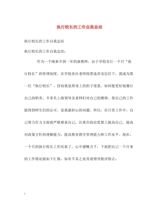 执行校长的工作自我总结