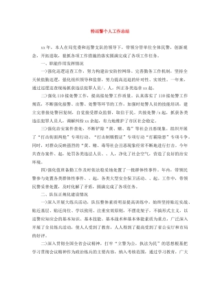 特巡警个人工作总结 