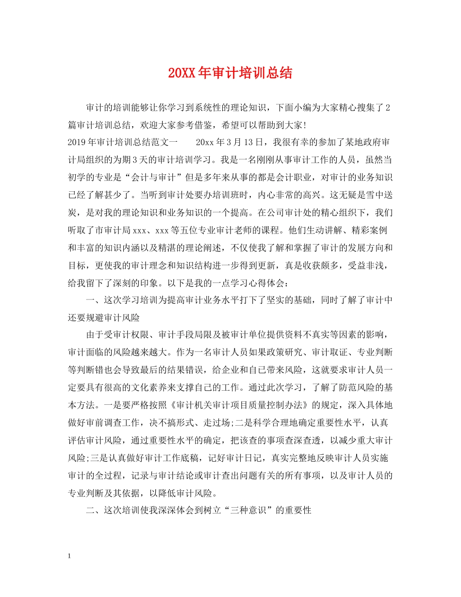 审计培训总结_第1页