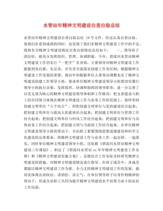 水管站年精神文明建设自查自验总结 
