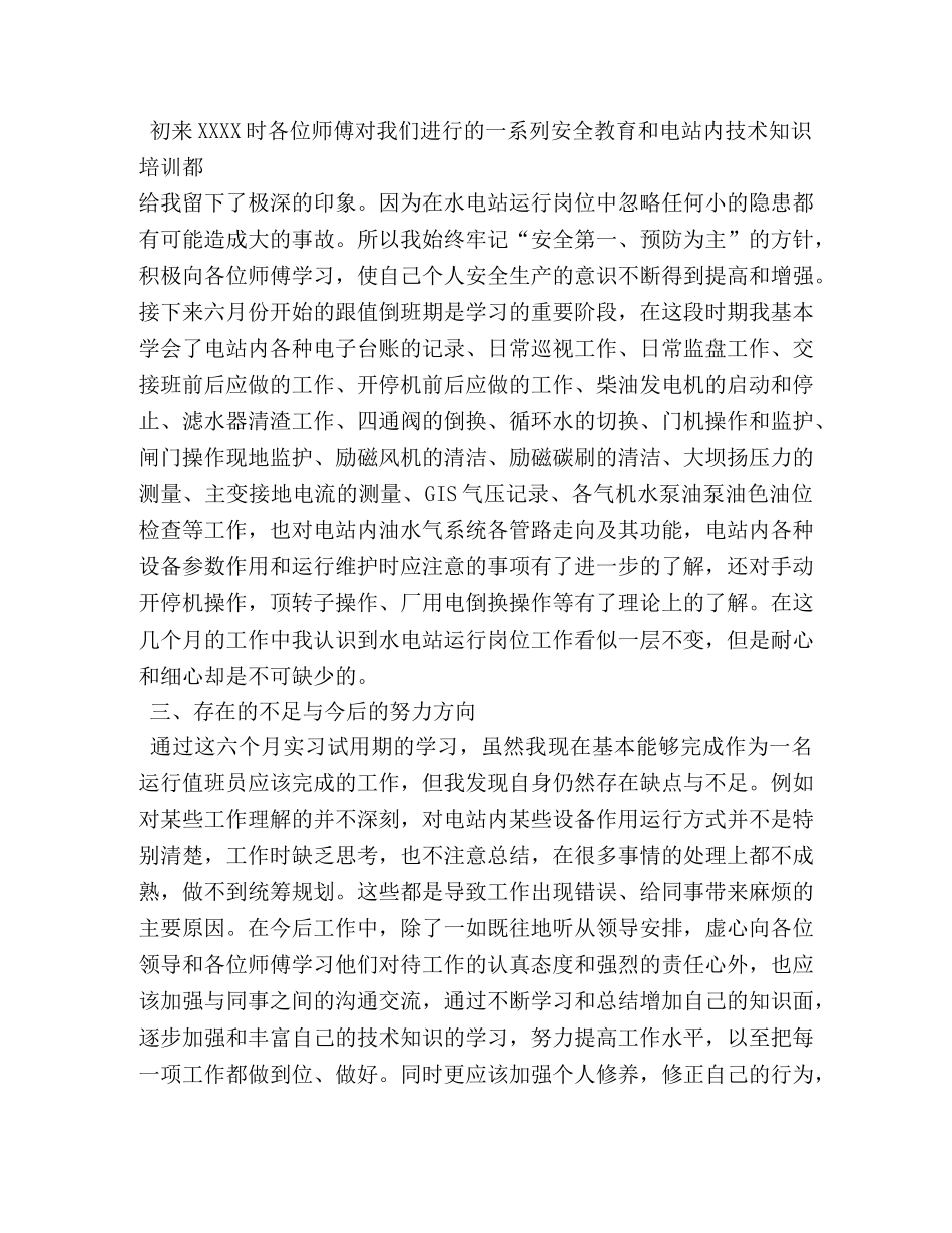 水电站试用期工作总结 _第2页