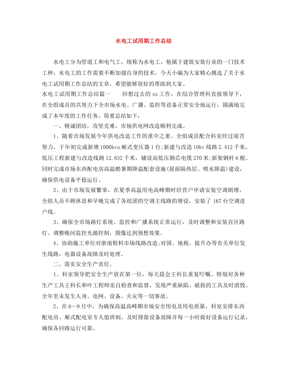 水电工试用期工作总结 _第1页