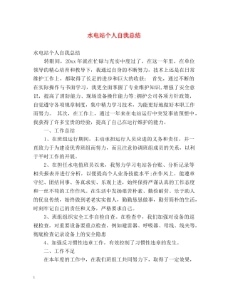 水电站个人自我总结 