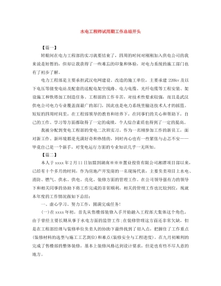 水电工程师试用期工作总结开头 