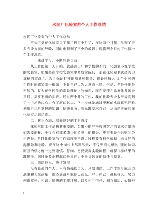 水泥厂化验室的个人工作总结 