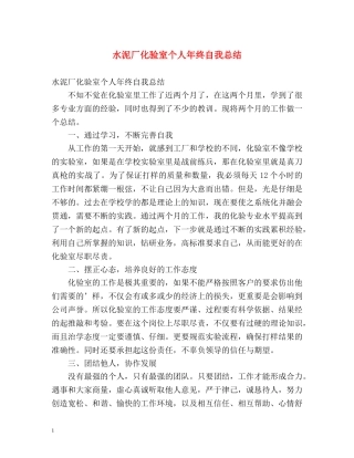 水泥厂化验室个人年终自我总结 
