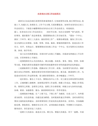 水务局办公室工作总结范文 