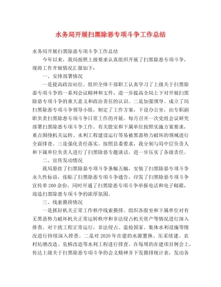 水务局开展扫黑除恶专项斗争工作总结 (2) 