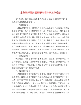 水务局开展扫黑除恶专项斗争工作总结 