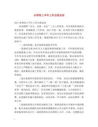水利局上半年工作自我总结 