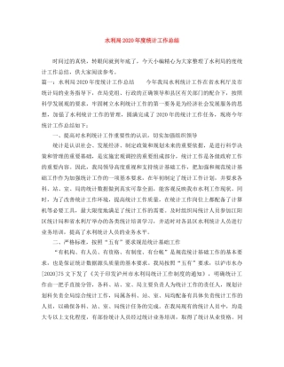 水利局2020年度统计工作总结 
