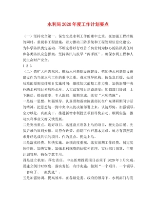 水利局2020年度工作计划要点 