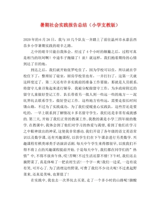 暑期社会实践报告总结（小学支教版） 