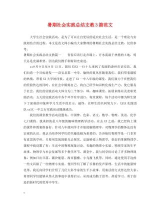 暑期社会实践总结支教3篇范文 