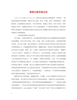暑期支教实践总结 