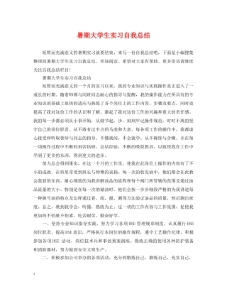 暑期大学生实习自我总结 