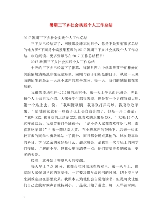 暑期三下乡社会实践个人工作总结 