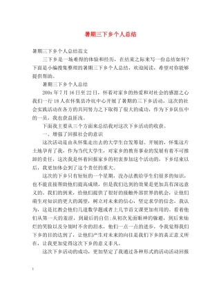 暑期三下乡个人总结 