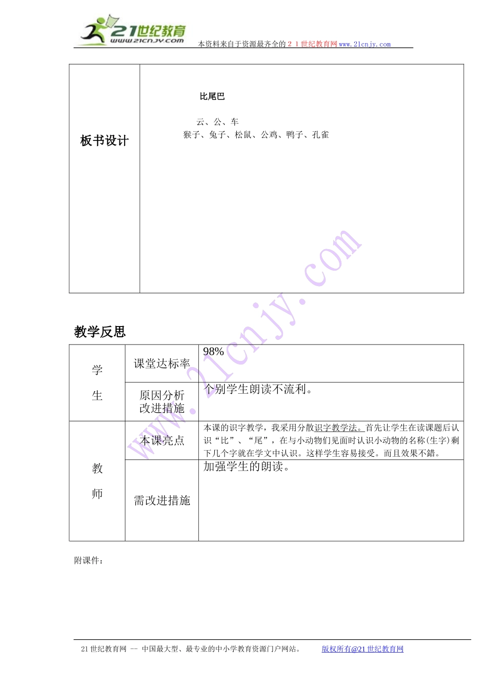 语文一年级上人教新课标6比尾巴导学案_第3页