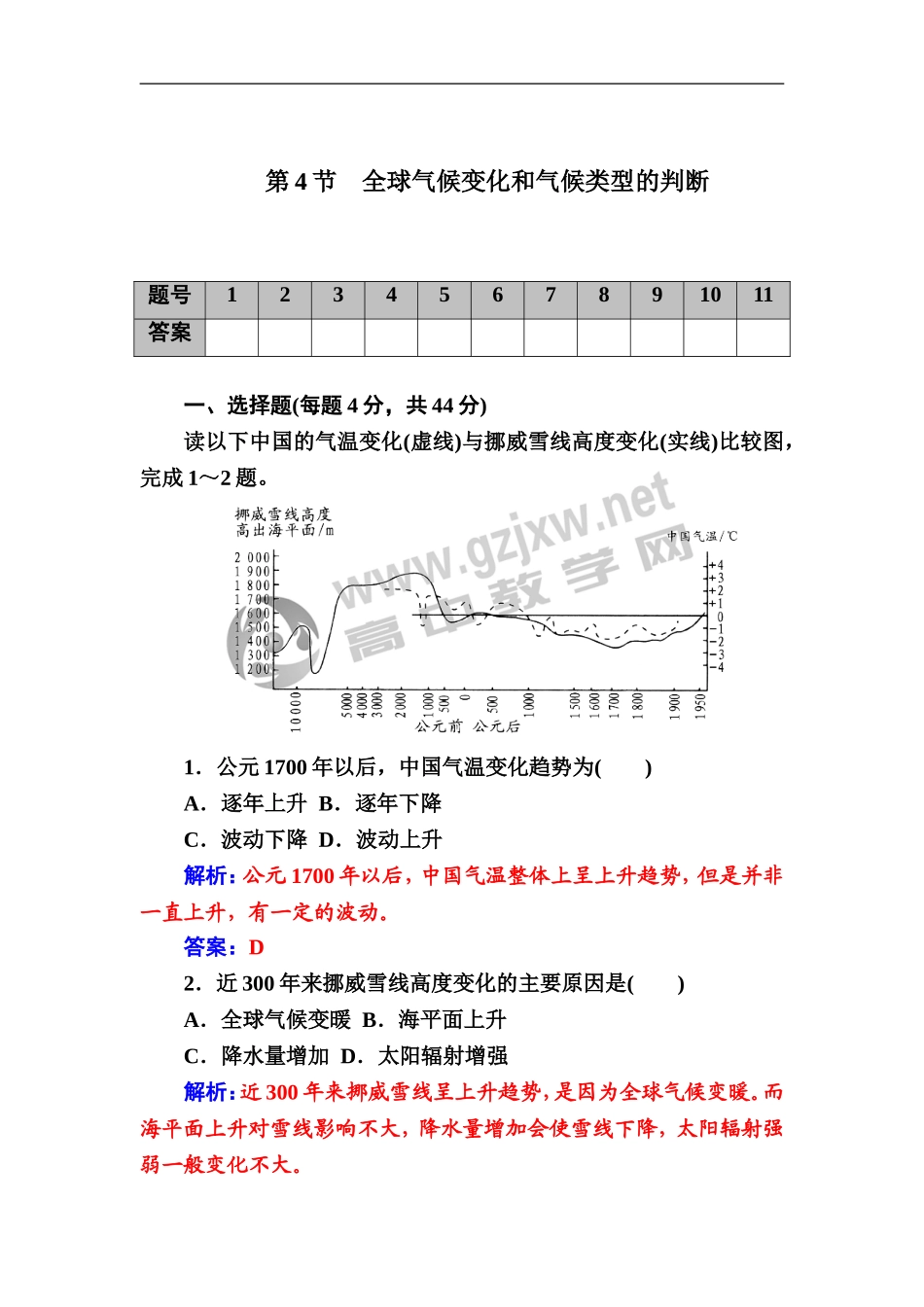第4节　全球气候变化和气候类型的判断_第1页