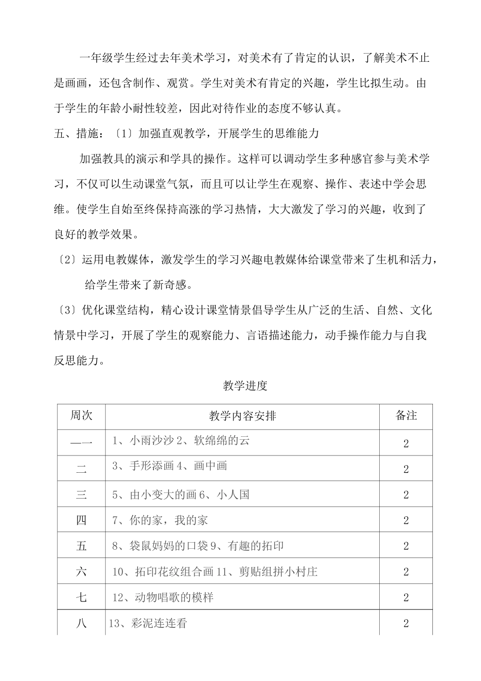 湖南美术出版社一年级美术下册教案_第2页