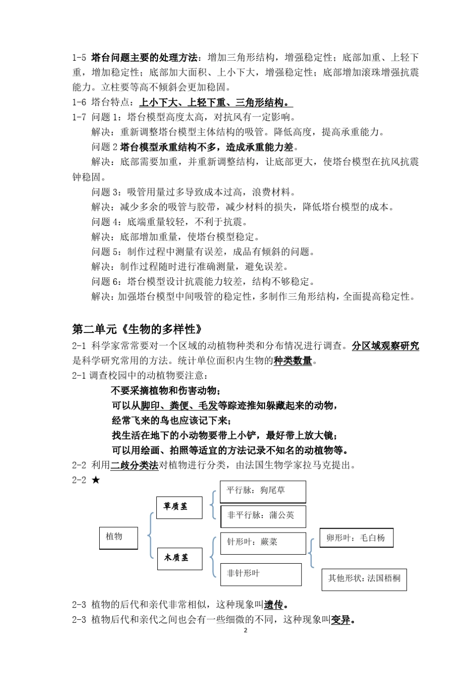 2024年新编六年级下册小学科学知识点 _第2页