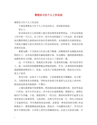 暑假实习生个人工作总结 (2) 