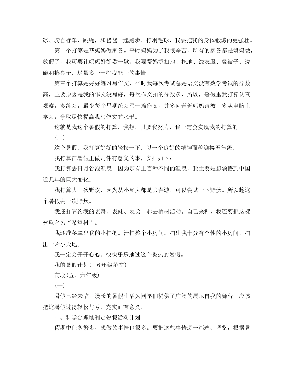 暑假学习计划低年级范文 _第2页