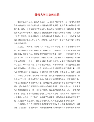 暑假大学生支教总结 