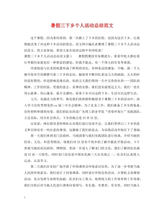 暑假三下乡个人活动总结范文 