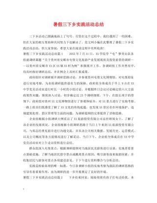 暑假三下乡实践活动总结 