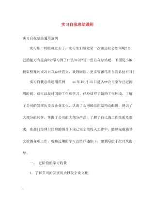 实习自我总结通用