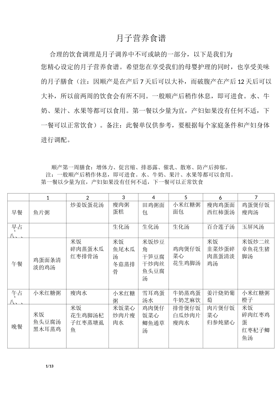 月子营养食谱_第1页