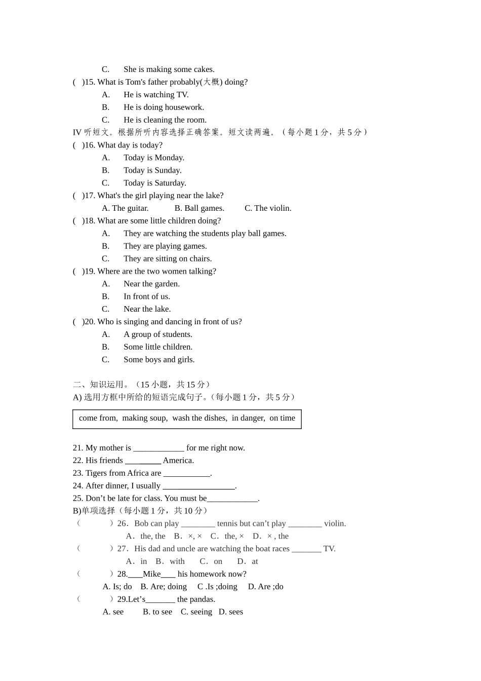 2013春七年级下英语期中测试卷(1)_第2页