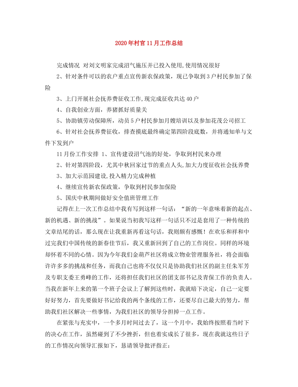 2020年村官11月工作总结_第1页