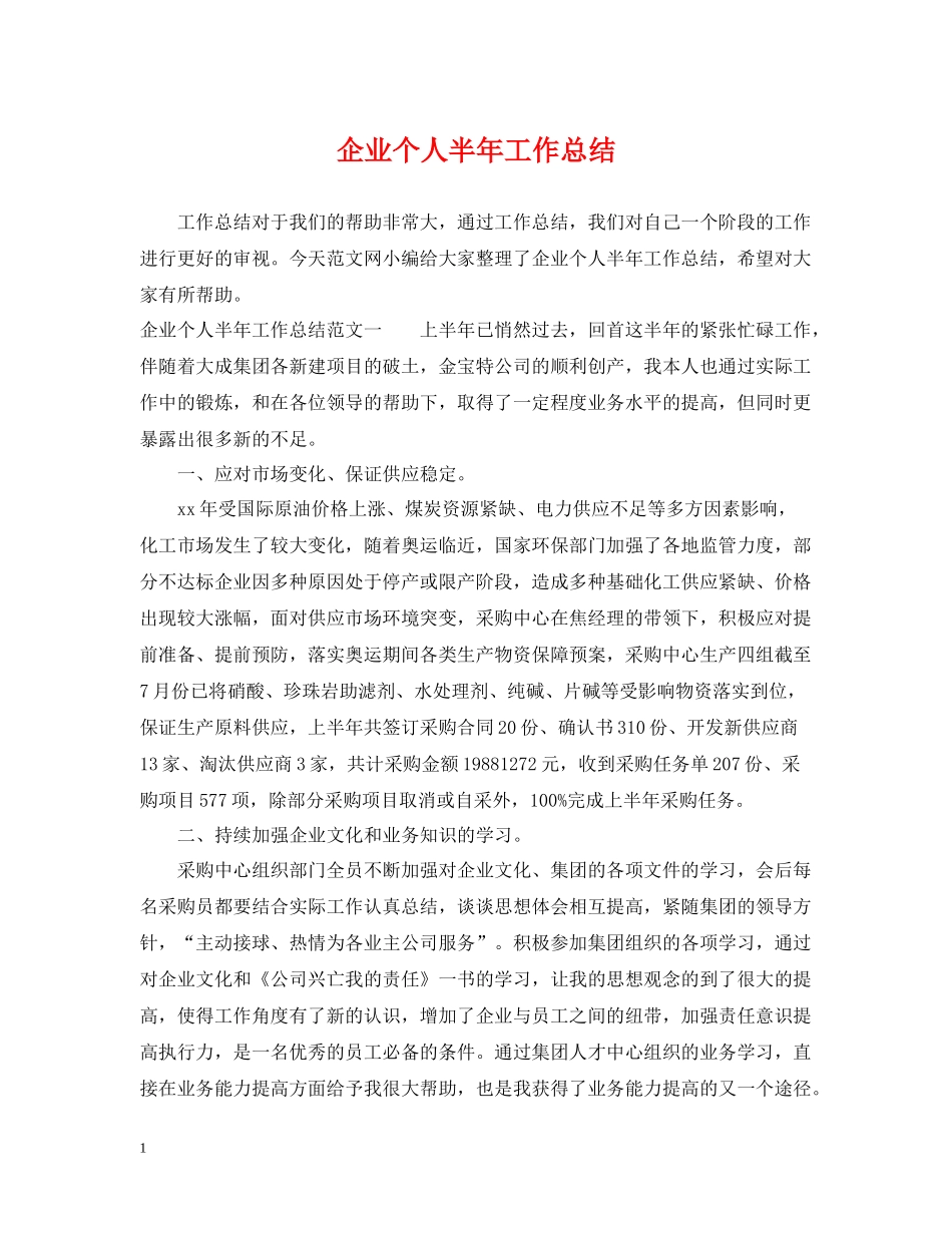 企业个人半年工作总结_第1页